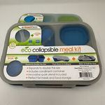 2 Smart Planet Collapsible Meal Kits Large 3 Compartment Eco Silicone Blue Green