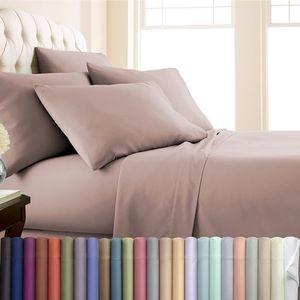 Southshore Fine Living, Inc. 7-Piece Split King Sheets Set for Adjustable Bed, 16-Inch Deep Pocket, Wrinkle-Free, Microfiber Bedsheets, Fade Resistant Luxury Sheet Set Split King Size - Muted Mauve