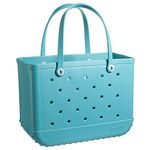 BOGG BAG Original X Large Waterproof Washable Tip Proof Durable Open Tote Bag for the Beach Boat Pool Sports 19x15x9.5 - Lightweight Tote Bag - Rubber Bags For Women - Patented Design, Turquoise and