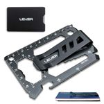 Lever Gear Toolcard Pro w/Clip - 40 in 1 Credit Card Multitool. Sleek Minimalist Stainless Steel Wallet Card and Money Clip - Black