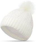 FORVEVO Bobble Hat Women White Wint