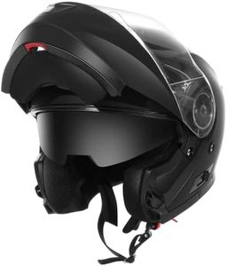 Motorradhelm Klapphelm Integralhelm Fullface Helm - Yema 1650g Rollerhelm Sturzhelm mit Doppelvisier Sonnenblende ECE für Damen Herren Erwachsene-Schwarz Matt-S