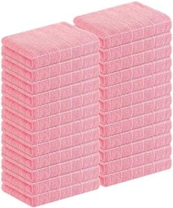 Homaxy 100% Cotton Terry Kitchen Towels(Pink, 13 x 28 inches), Checkered Designed, Soft and Super Absorbent Dish Towels, 24 Pack