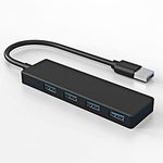 4-Port USB 2.0 Hub Ultra Slim Portable Multiport Expander Charging Splitter Compatible with MacBook Desktop Computer PC (USB 2.0)