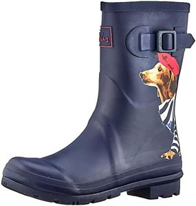 Joules Women's Molly Welly Boots Rain, Navy Sausage Dog, 9 UK