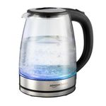 Amazon Basics 1.8 Litre Electric Glass Kettle | 1350W | 360° Swivel Base | Led Indicator | Dry Boil Protection | Auto Shut-off & Overheat Protection | Multipurpose Travel Kettle