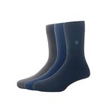 Allen Solly Men'S Cotton Full Length Socks (Pack Of 3) - Black, Dark Grey, Navy