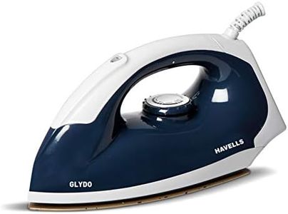 Havells Glydo 1000 watts Dry Iron With American Heritage Plastic Non Stick Sole Plate, Aerodynamic Design, Easy Grip Temperature Knob & 2 years Manufacturer Warranty. (Charcoal Blue)