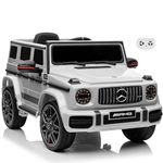 Kids Republic Licensed AMG G63-12V Electric Ride-On Car for Kids with Parental Remote Control, LED Lights, Leather Seat, and MP3 Player (High Door, White)