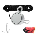 THCMAG Double Sided Magnet Fishing Kit with Grappling Hooks, Gloves, 860lbs combined strength Strong Retrieval Neodymium Magnets with 100FT Rope for River Magnetic Recovery Salvage Fishing.