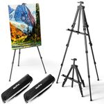 Nicpro 2 Pack Artist Easel Stand, Adjustable Height 17" to 63" Aluminum Metal Tripod Easel for Table Top & Floor, Painting Easel for Display, Posters, Signs Artwork & Trade Exhibitions with Bag(Black)