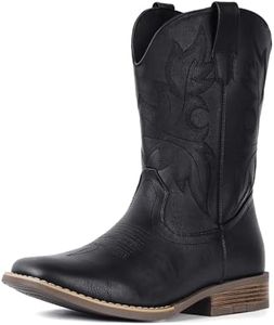 IUV Cowboy Boots for Men Western Cowboy Boots Square Toe Pull-On with Embroidery and Arch Support