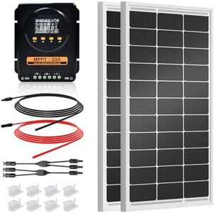 ECO-WORTHY 200 Watts 12 Volt/24 Volt Solar Panel Kit with 20A Bluetooth APP Monitoring MPPT Controller and High Efficiency Monocrystalline Solar Panel for Home,RV,Camper,and Other Off Grid Application