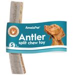 AmeizPet Split Antler Chews For Dogs - All Natural Dog Chews, Long Lasting Elk Antler Bones for Dogs, Durable Deer Antler For Dogs – 1pc S Size Deer Antler