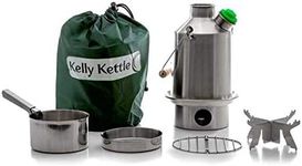 Kelly Kettle 'Scout BASIC KIT - Stainless Steel 1.2L kettle, Whistle, Cook Set, Base Support | Boil Water Cook Fast Outdoors | NO Batteries, NO Gas | Camping, Picnics | Weight 1.49kg/3.3lb