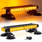 Esoldnic LED Strobe Flashing Light Bar - 30 LEDs Double Side Amber Light Bar Emergency Hazard Warning Flashing Beacon with Magnetic Mounts for Snow Plow Truck Trailer Construction Vehicle (12-24V)