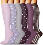 DHSO 6 Pairs Graduated Compression Socks for Women and Men 15-20 mmHg, Compression Stockings for Swelling, Running, Hiking, Travel, Nursing(6 Pack Purple/Gray/Brown, Large-X-Large)