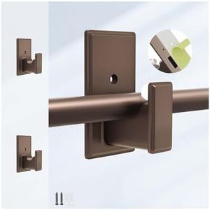 TKZTKZ No Drilling Curtain Rod Brackets:Self Adhesive Curtain Rod Holders for Rod 5/8" No Nail,Easy Peel and Stick Curtain Rod Hooks No Drill for Bathroom, Livingroom, Kitchen,Dorm,Door(Bronze,2PCS)