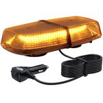 Justech 72 LED Amber Beacon 18W Car Emergency Light Flashing Warning Lights 8 Flash Modes Waterproof Flashing Beacon Recovery Strobe Light Bar 12V 24V with Magnetic Base for Car Vehicle Truck Trailer