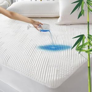 GRT Protector de Colchón 160x200 cm Impermeable Fibra de Bambú, Cubre Colchon Transpirable et Certificado Oeko-Tex, Funda para Colchon Estira hasta 30 cm de Profundidad (Blanco)