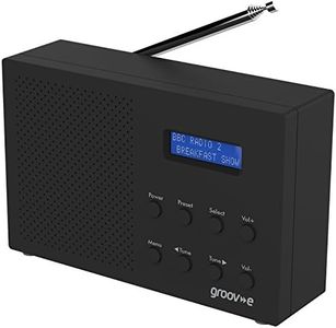 Groov-e Paris DAB & FM Digital Radio - Built-In Alarm Clock & Bluetooth Connectivity - LCD Display - Mains or Battery Operated - Portable Radio - 20 Preset Stations - Black
