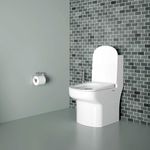Ruhe® 26x14x29 Inches Nova Ceramic Western Toilet Commode, S-Trap | White Glossy Finish, Rimless, Dual-Flush System, Anti-Bacterial | Includes Soft-Close Seat Cover, Dual Flow Flushing Kit, Gasket