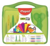 Maped Craft Scissors for Kids |2 Scissor with 10 Interchangable Blades & Handy Plastic Case| Childrens Safety Craft Scissors|Perfect for Toodlers| Comfortable Grip|Kids Craft Scissor| Multicolor