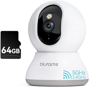 blurams Security Camera 2K, Baby Monitor Dog Camera 360-degree for Home Security (White + 64GB TF Card)