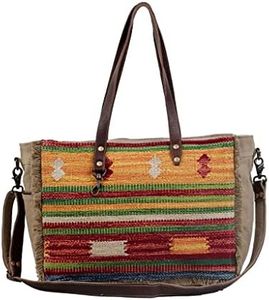 Myra Bag Technicolor Weekender Bag Upcycled Cotton & Hair Leather S-3043