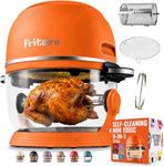 Non Toxic Air Fryer™ - Glass AirFryer 5 Quart w/ 360 Visibility, Self-Cleaning, 400F Vortex Air Fryer for Even Cooking, BPA-Free Teflon Free, 6-in-1 Functions, Rotisserie, Roast, Bake, Orange
