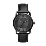 Fossil Men's Copeland Stainless Steel and Leather Casual Quartz Watch, Black, 42 mm (Model: FS5665)