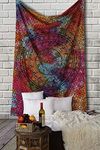 RAJRANG Multicolour Wall Hanging Tapestry for Bedroom - 127 x 152 cm Cotton Tie Dye Hippie Poster Elephant Psychedelic Trippy Wave Art Colourful Tapestries