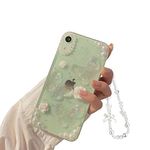 Ownest Compatible with iPhone XR Case 3D Butterfly Floral Clear Design Aesthetic Women Teen Girls Glitter Pretty Crystal Sparkly Cute Girly Phone Protective Cover for iPhone XR +Pearl Chain