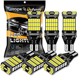 JAVR - Pack of 6 - Extremely Bright 1220Lums Non-Polarity Canbus Error Free 921 912 W16W T15 AK-4014 45pcs Chipsets LED Bulbs for Backup Reverse Lights Interior Light Bulb Xenon White 6000K