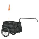 HOMCOM Bike Trailer, Bicycle Cargo Trailer Wagon Cart with 65L Foldable Storage Box, Pneumatic Tyres and Safe Reflectors, Max Load 40KG, Black