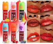 BeauFairy 6 PCS Lip Tint Stain Set, 12ml, Mini Cute Plumping Lip Gloss, Waterproof Lipgloss, Long Lasting Liquid Lipstick, Moisturizing Lip Oil, Lip Glaze for Women and Girls
