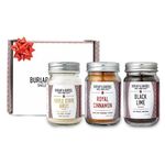 Burlap & Barrel Single Origin Spice Gift Box - 3pk Spice Gift Set - Includes 3 Full Size Jars: Purple Stripe Garlic, Black Lime, & Royal Cinnamon.