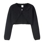 PythJooh Baby Girl Long Sleeve Bolero Shrug Cardigan Kids One-Button Knitted Bolero Sweatshirt Coats 1-9Years Black