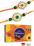 CraftVatika Combo Of 2 Rakhi For Brother With Cadbury Chocolate Gifts Combo Set,Brother Rakhi Set,Cadbury Rakshabandhan Bhai Bhabhi Hamper Greeting Card,Set Of 2 Rakhi