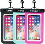 VIFUUR IPX8 Waterproof Phone Pouch Universal Cellphone Dry Bag Case Compatible for iPhone 15 14 13 12 Pro Max XS Plus Samsung Galaxy Phone Protector for Beach Diving Swimming -2 Pack Black/Green/Rose