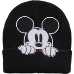 Disney Mickey Mouse Cuffed Beanie Hat, Knitted Stocking Cap Black