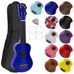 Soprano Ukulele for Beginners in Blue with Free Uke Bag