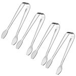 SOLEADER Appetizer Tongs, Heavy Duty, Ice Tongs, Mini Serving Tongs, Sugar Tongs, Small Kitchen Tongs, Food-Grade Premium 18/8 Stainless Steel Tongs, 11cm, Pack of 4