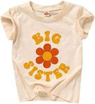 Big Sister Shirt for Little Girls Cotton T-Shirt Clothes Short Sleeve Tops Toddler Baby Announcement Outfits(Off-white3,3-4T)