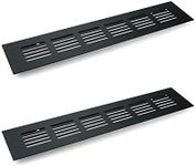 Geesatis 2 Pcs Door Mesh Air Vent Louvered Ventilation Grille Air Vent for Cabinet Shoe Cabinet Hardware Accessories, with Mounting Screws, Black, 250 x 50 mm / 9.8 x 2 inch