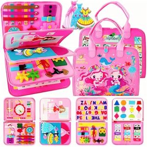 Zaztytoy Busy Board Jouet Montessori de Motricité Fine, Jouet Éducatif d'Activité et de Développement, Jouet de Jeux Voiture et Avion Enfant Voyage, Jouet Jeux Educatif pour Cadeau Fille