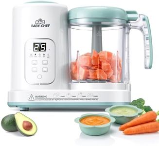 Baby Food Maker Pro Steamer Blender: 4 in 1 Auto Steam Blend and Puree Maker with Self-Clean for Healthy Baby and Toddler Meal Prep - BPA-Free White+Green