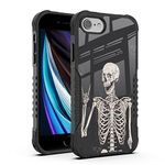 FJyuanqi for iPhone SE 2022/2020 Case, Rock Roll Skull Skeleton Bone Love Music Design Heavy Duty Shockproof Hard Plastic Bumper +Soft Silicone Rubber Protective Case for iPhone 7/8/6/6s/SE 3rd 2nd