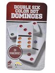 SHINE Double SIX 6 PLASTIC Colour Dot Dominoes In A Tin