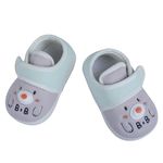 BabyMoo Smiling Bear Face Soft Sole Anti-Slip Unisex Booties, Grey Color, for Baby Boy and Girl, 3-6 Months - Ideal First Walking Shoes, Comfortable and Stylish Booties for Infants and Toddlers